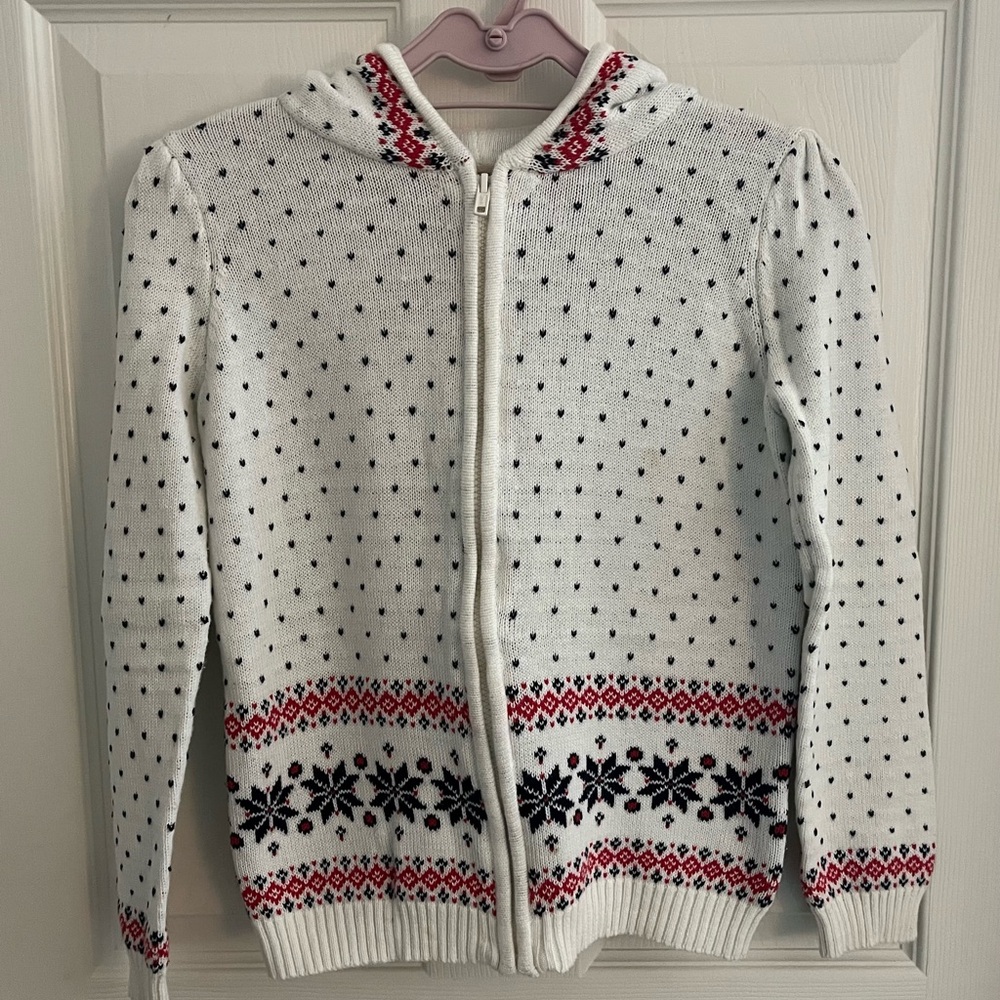 Girl’s Gymboree hooded zip-up sweater, size 10-12